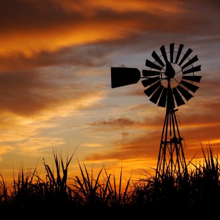 windmill at sunset